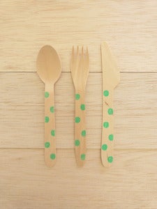 Image of Talheres Wood Green DOTS (10 unidades por ref.)