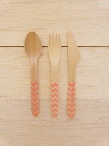 Image of Talheres Wood Coral CHEVRON (10 unidades por ref.)