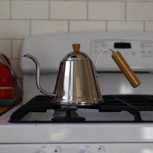 Image of Wood-handled Stainless Kettle