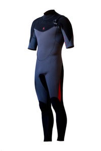 Image of Vault 3/2 chest zip short arm steamer  <br /> graphite / black / red