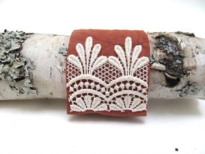 Image of Vintage Lace and Leather Wedding Lingerie Cuff Bracelet Made in USA