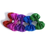 Image of Medium Glitter Hair Bow - Jewel Tones