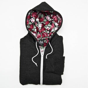 Image of Rose Winter Zip Hoodie - Burnt Black