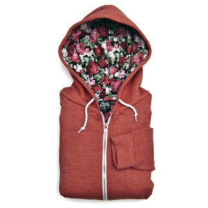 Image of Rose Winter Zip Hoodie - Burnt Red