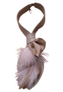 Image of Ivory feather, leather and silk cravat collar + colors