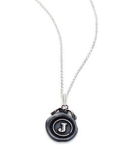 Image of Mini Personalised Oxidised Wax Seal Necklace (A-Z) 