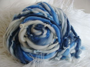 Image of Handspun Superwash Yarn - Blues and White