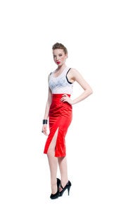 Image of Highwaisted Pencil Skirt with High Slit