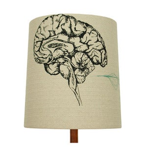 Image of Anatomy Lamp Shade - Brain, with Green Embroidery