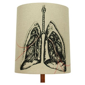 Image of Anatomy Lamp Shade - Lungs No. 2, with Red Embroidery