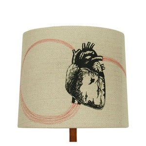 Image of Anatomy Lamp Shade - Heart, with Red Embroidery SOLD