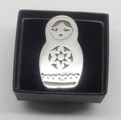 Image of Babushka Russian Doll Brooch - Sterling Silver