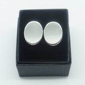 Image of Plain Oval Cufflinks - Sterling Silver