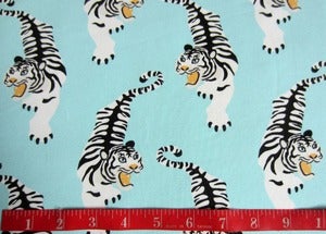 Image of Ice blue tiger organic cotton jersey (by the half metre)