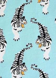 Image of Ice blue tiger organic cotton jersey (by the half metre)