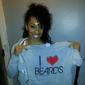 Image of I LOVE BEARDS T SHIRT GREY T-SHIRT BLACK PRINT WITH RED HEART