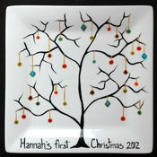 Image of Personalized Family Name Christmas Tree Ornament Plate 