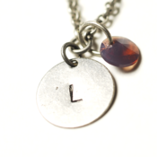 Image of june initial necklace - silver