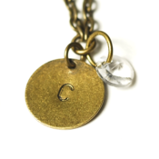 Image of april initial necklace - antiqued brass