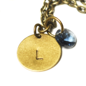 Image of september initial necklace - antiqued brass