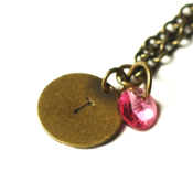Image of october initial necklace - antiqued brass