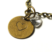Image of birthstone heart necklace - antiqued brass