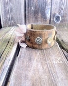 Image of Vintage Leather Cuff Bracelet with Eclectic Antique Buttons