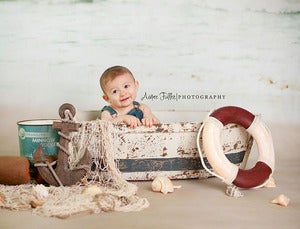 Image of Vintage Style Weathered Wood Boat - Newborn to Toddler Prop - NEW