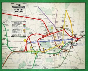 Image of 1911 London Underground 'tube' map, 10x8 print