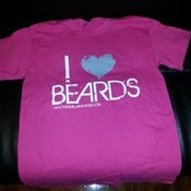 Image of PINK "I LOVE BEARDS" T SHIRT  WHITE PRINT W/GREY HEART
