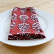 Image of Block Printed Cotton Napkins, Christmas Set of 4