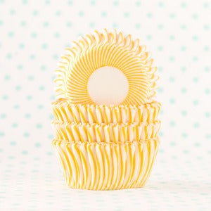 Image of Yellow Pin Stripe Mini Cupcake Liner