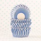 Image of Blue Pin Stripe Mini Cupcake Liners