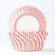 Image of Red Pin Stripe Cupcake Liner