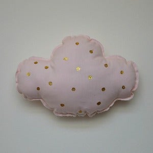 Image of cojin nube rosa algodón y purpurina