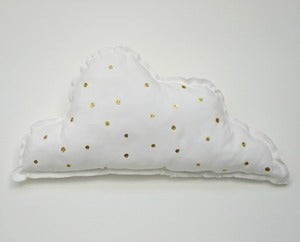 Image of cojín nube larga blanca algodón y purpurina