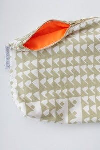 Image of limited edition NEON ORANGE & KHAKI zippered pouch