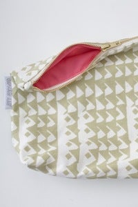Image of limited edition BUBBLE GUM PINK & KHAKI zippered pouch