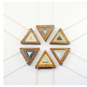 Image of Inlaid Triangle Necklace - Wood