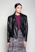 Image of Leather Zip-Sleeve Jacket (Black)