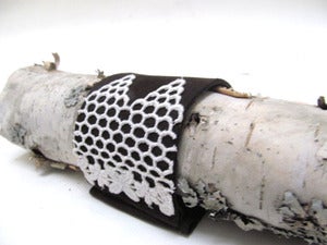 Image of Grey Lace and Leather Cuff Made in USA