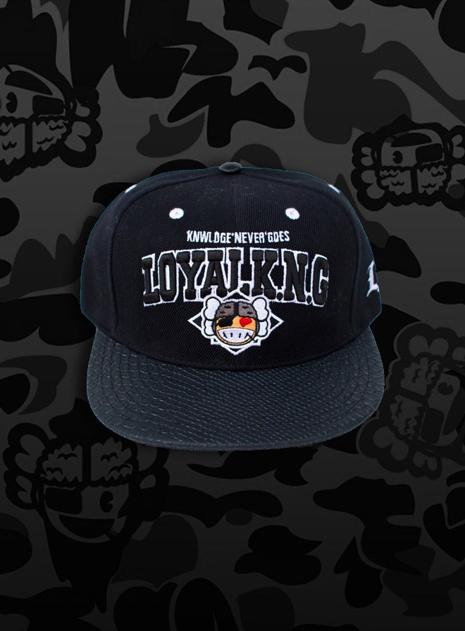 Image of Rebellious Loyal K.N.G. Strapback Cap - Black/Black-Snake Leather