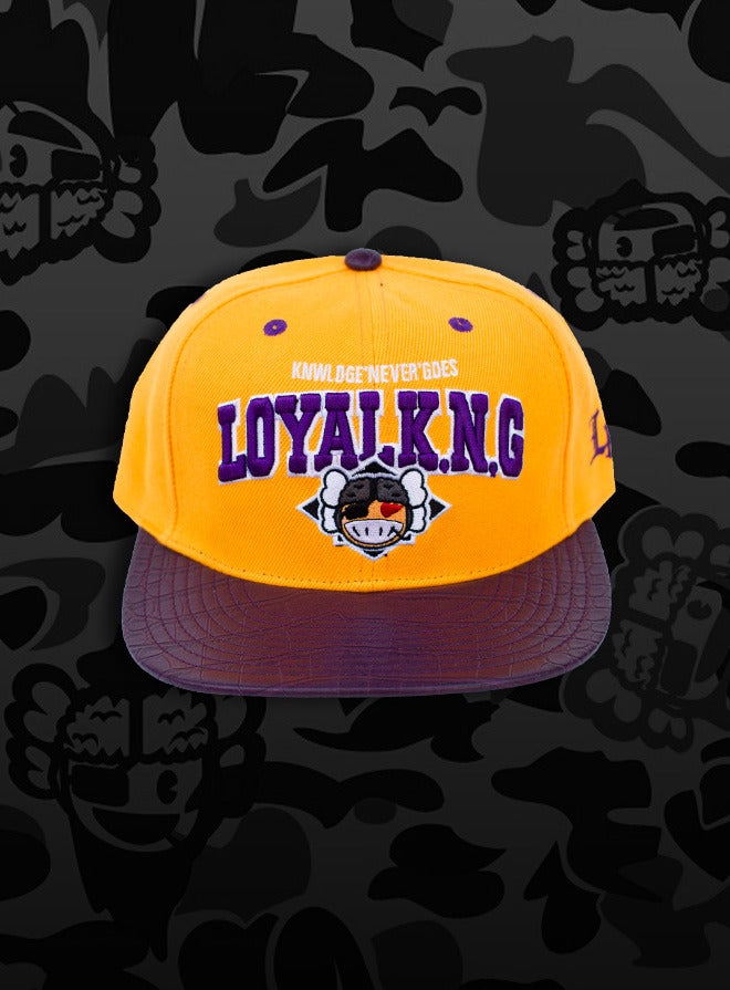 Image of Rebellious Loyal K.N.G. Strapback Cap - Yellow/Purple-Croc/Green
