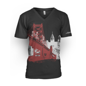 Image of Men's Ben Franklin Bridge V-Neck Tee (Black)