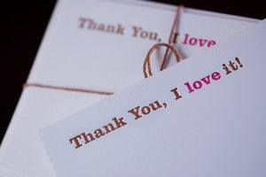 Image of thank you, i love it! // letterpress notecard // qty 6