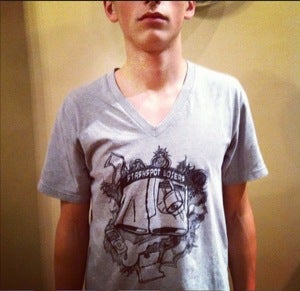 Image of Gray StashSpot Boxers V Neck Shirt