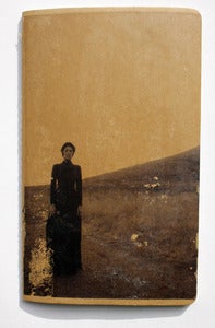 Image of 5" X 8.25"  Journal with Victorian Heather image transfer BLACK AND WHITE VERSION #2