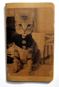 Image of 5" X 8.25" Blank Journal with image transfer of Andy the Cat. Kraft Version.