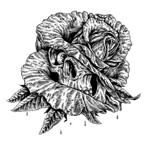 Image of Skull Rose Original line art.