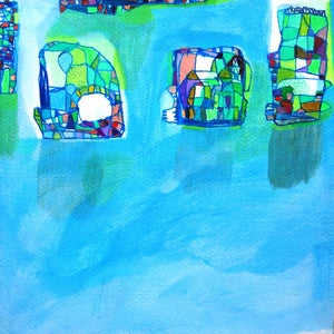 Image of ^blue water run 2012^ original framed drawing on paper